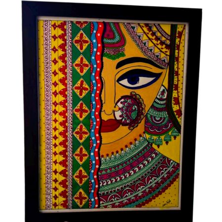 Handpainted Girl Madhubani Painting